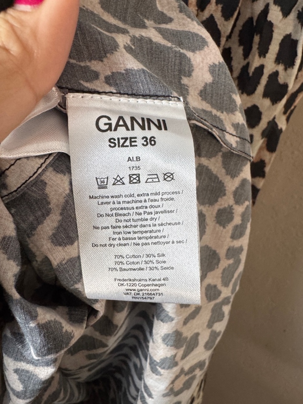 Ganni Cotton Silk Leopard Dress Size 36/ Small - Picture 8 of 10